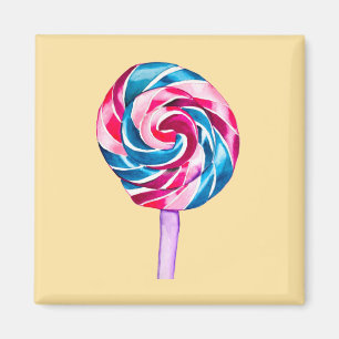 Colourful candy lollipop watercolor art magnet