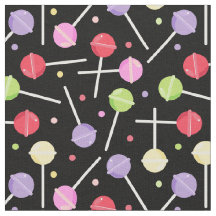Colourful Candy Lollipops Pattern on Black