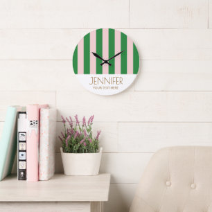 Colourful Candy Rainbow Colour Block Modern Stripe Large Clock