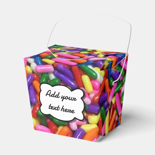 Colourful Candy Sprinkles Custom Text Favour Box (Front Side)