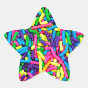 Colourful candy sprinkles print star sticker