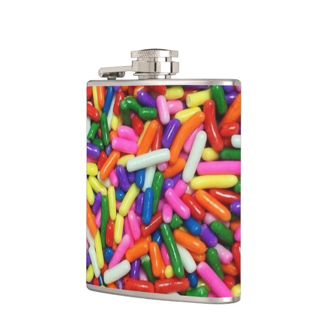 Colourful Candy Sprinkles Quirky Hip Flask (Left)