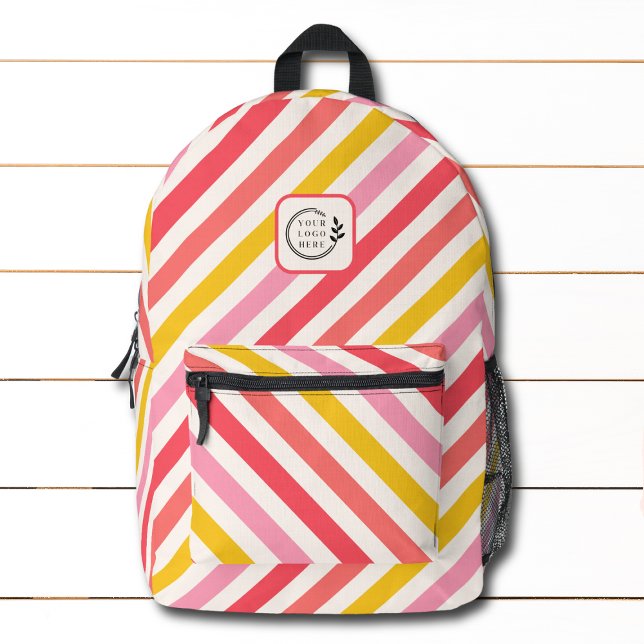 Colourful Candy Stripes Add Logo Corporate Printed Backpack (Creator Uploaded)