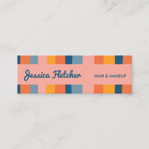 Colourful Candy Stripes Minimalist Pink Mini Business Card