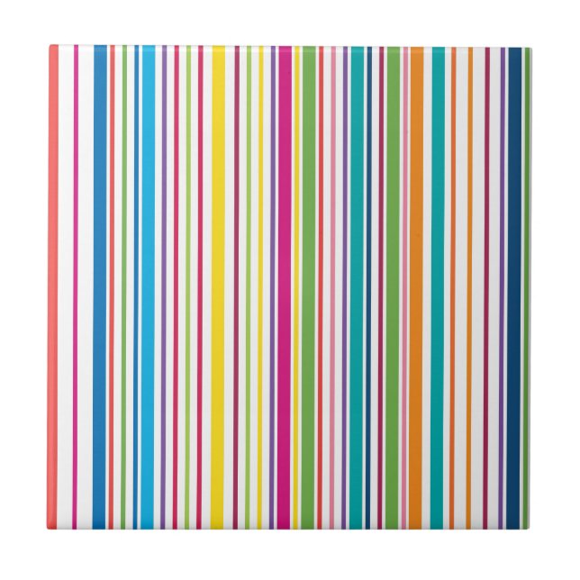 Colourful Candy Stripes Tile (Front)
