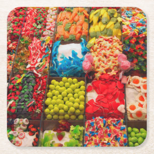 Colourful candy sweet shop coaster