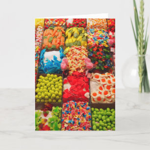Colourful candy sweet shop greeting card