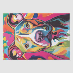 Colourful Canine Chaos: A Pop Art Pitbull Tissue Paper