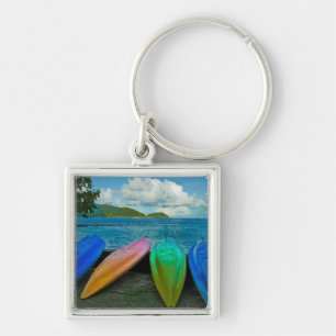 Colourful Canoes On The Beach In Pago Pago Key Ring
