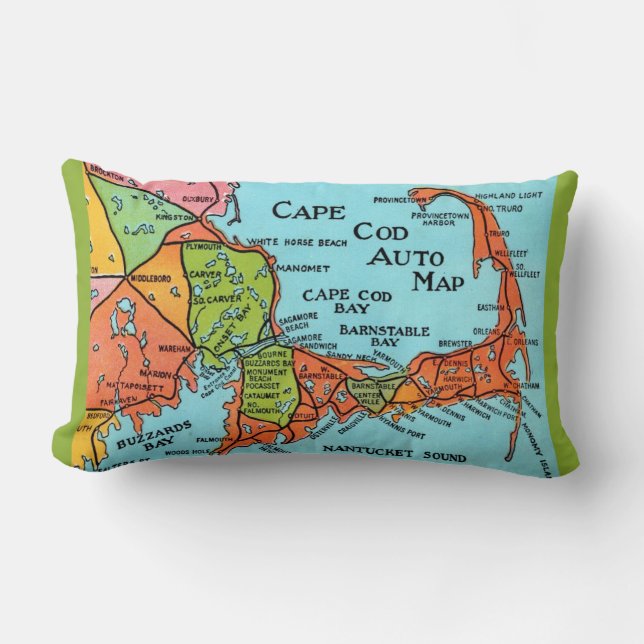 Colourful Cape Cod Lumbar Pillow (Front)