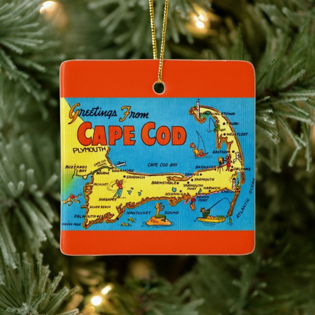 Colourful Cape cod Map Ornament (Tree)