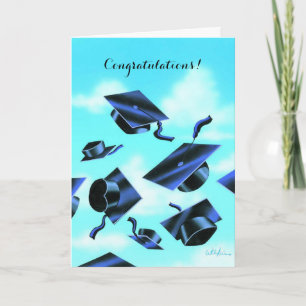 Colourful caps graduation customisable card