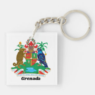 Colourful Caribbean Coat of Arms Island of Grenada Key Ring