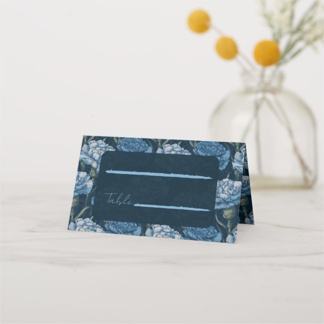 Colourful Carnation Petal Greenery Wedding Place Card (Front)