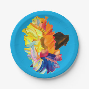 Colourful carnation watercolor flower paper plate