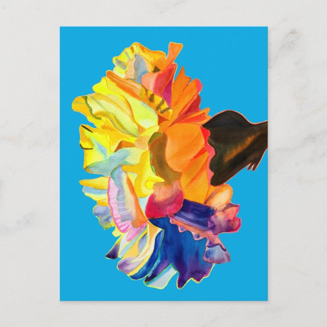 Colourful carnation watercolor flower postcard (Front)