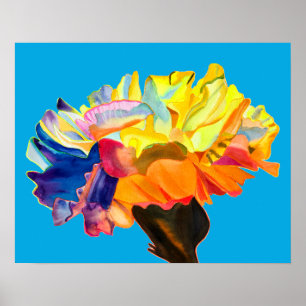 Colourful carnation watercolor flower poster