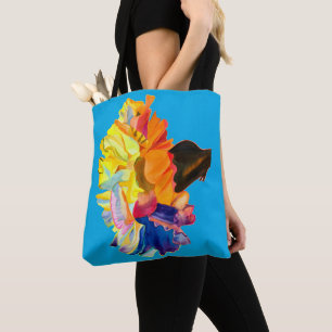 Colourful carnation watercolor flower tote bag