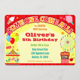 Colourful Carnival - Custom Birthday Invitations