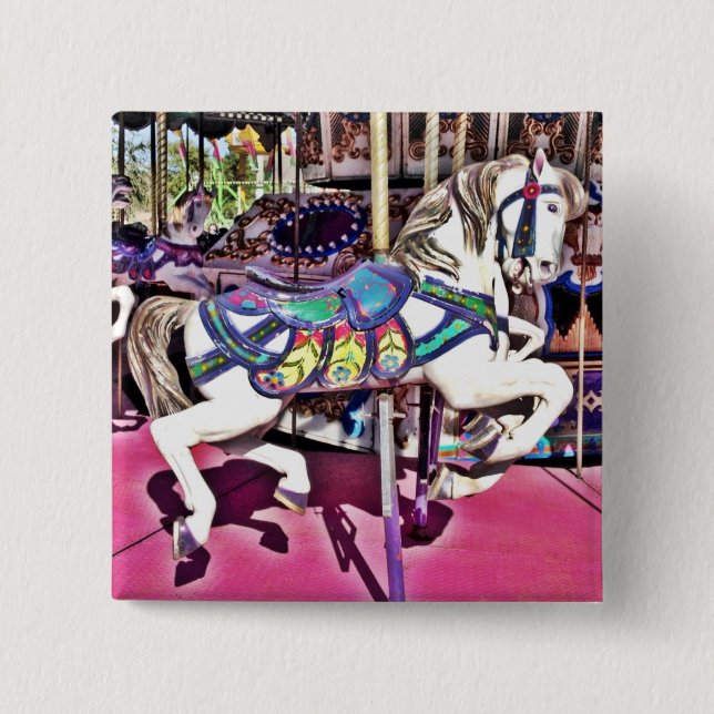 Colourful Carousel Horse at Carnival Photo Gifts 15 Cm Square Badge (Front)