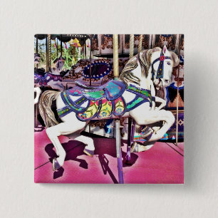 Colourful Carousel Horse at Carnival Photo Gifts 15 Cm Square Badge