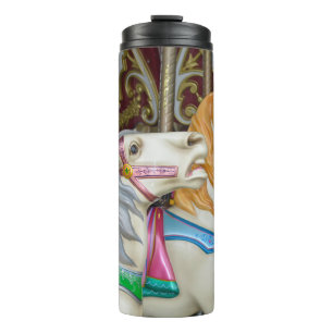 Colourful carousel horses thermal tumbler