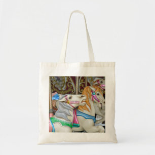Colourful carousel horses tote bag