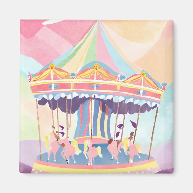 Colourful Carousel Magnet – Whimsical Merry-Go-Rou (Front)