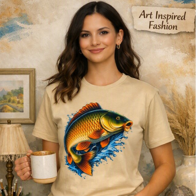 Colourful Carp Splash Artistic Graphic Tee (Creator Uploaded)