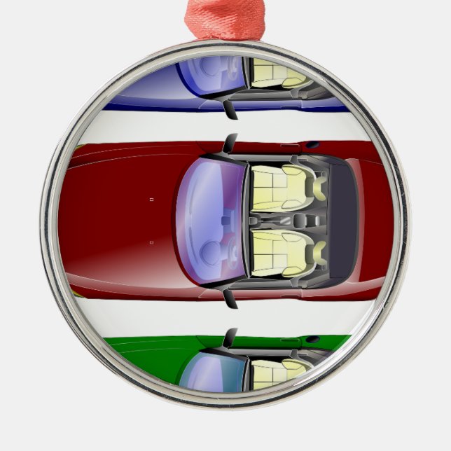 Colourful cars metal tree decoration (Front)