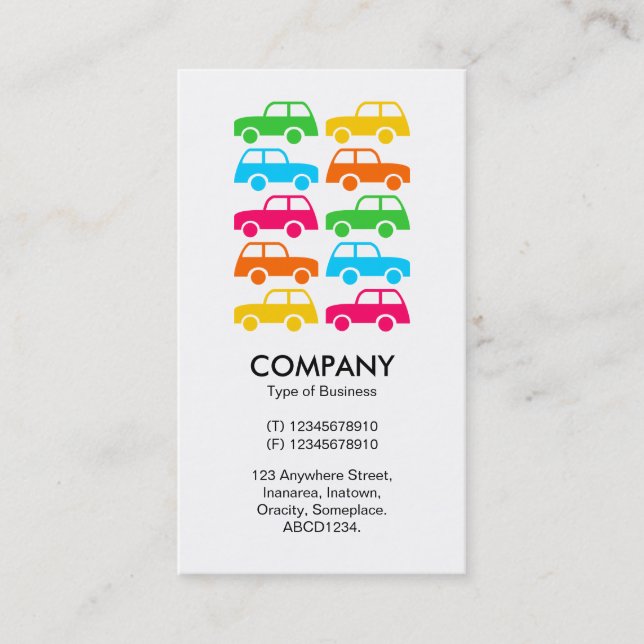 Colourful Cars - Vertical Business Card (Front)