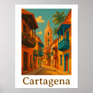Colourful Cartagena Colombia Caribbean Charm Poster