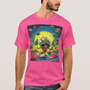 Colourful Cartoon Aliens Invasion T-Shirt