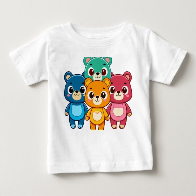 Colourful Cartoon Bears - Cute Kids’ T-Shirt Desig (Front)
