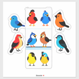 Colourful Cartoon Bird Sticker Set