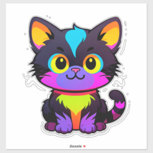 Colourful Cartoon Cat With Neon Colours