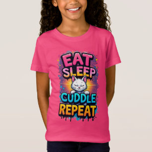 Colourful Cartoon Cat With The Phrase T-Shirt