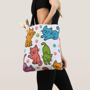 Colourful Cartoon Cats Tote Bag – Cute & Playful 