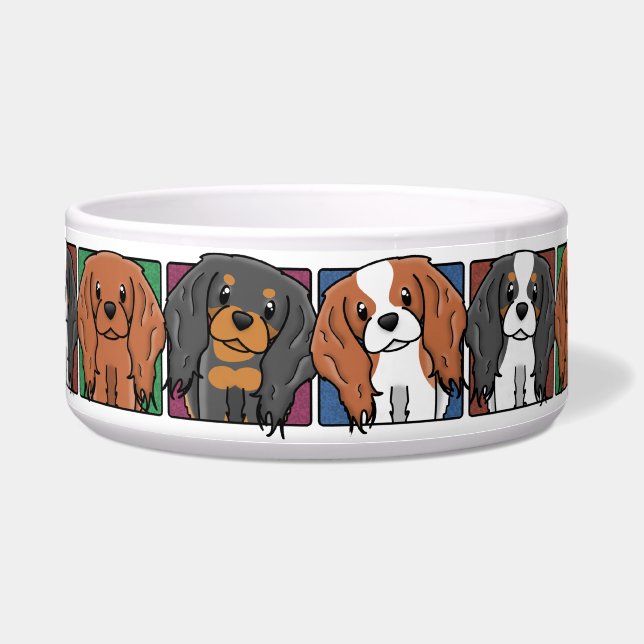 Colourful Cartoon Cavalier King Charles Spaniels (Front)