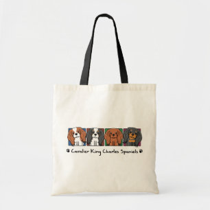 Colourful Cartoon Cavalier King Charles Spaniels Tote Bag