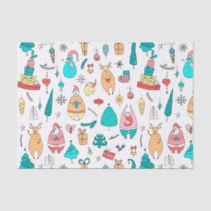 Colourful Cartoon Christmas Animals Pattern Tissue Paper