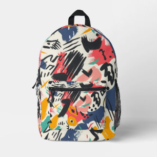 Colourful Cartoon Doodle Characters Printed Backpack