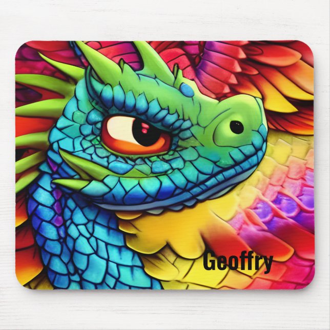 Colourful Cartoon Dragon Mouse Pad (Front)