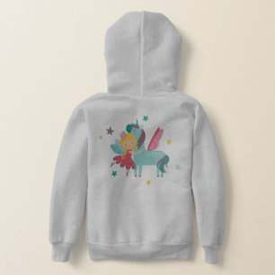 Colourful cartoon fairy and unicorn