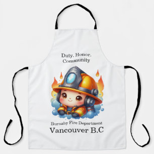 Colourful cartoon firefighter ready! apron