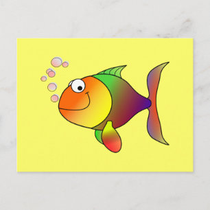 Colourful cartoon fish postcard