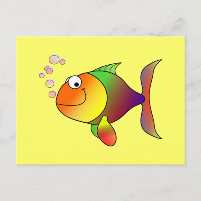 Colourful cartoon fish postcard (Front)