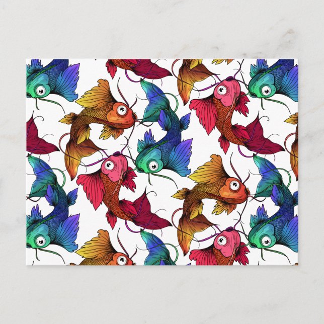 Colourful Cartoon Fish Postcard (Front)