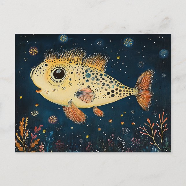 Colourful Cartoon Fish Postcard (Front)