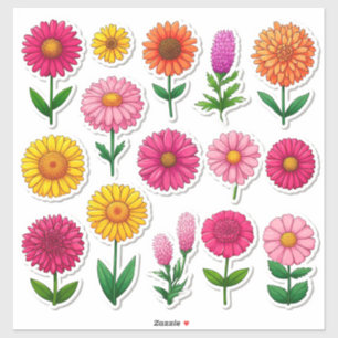 Colourful Cartoon Flower Stickers